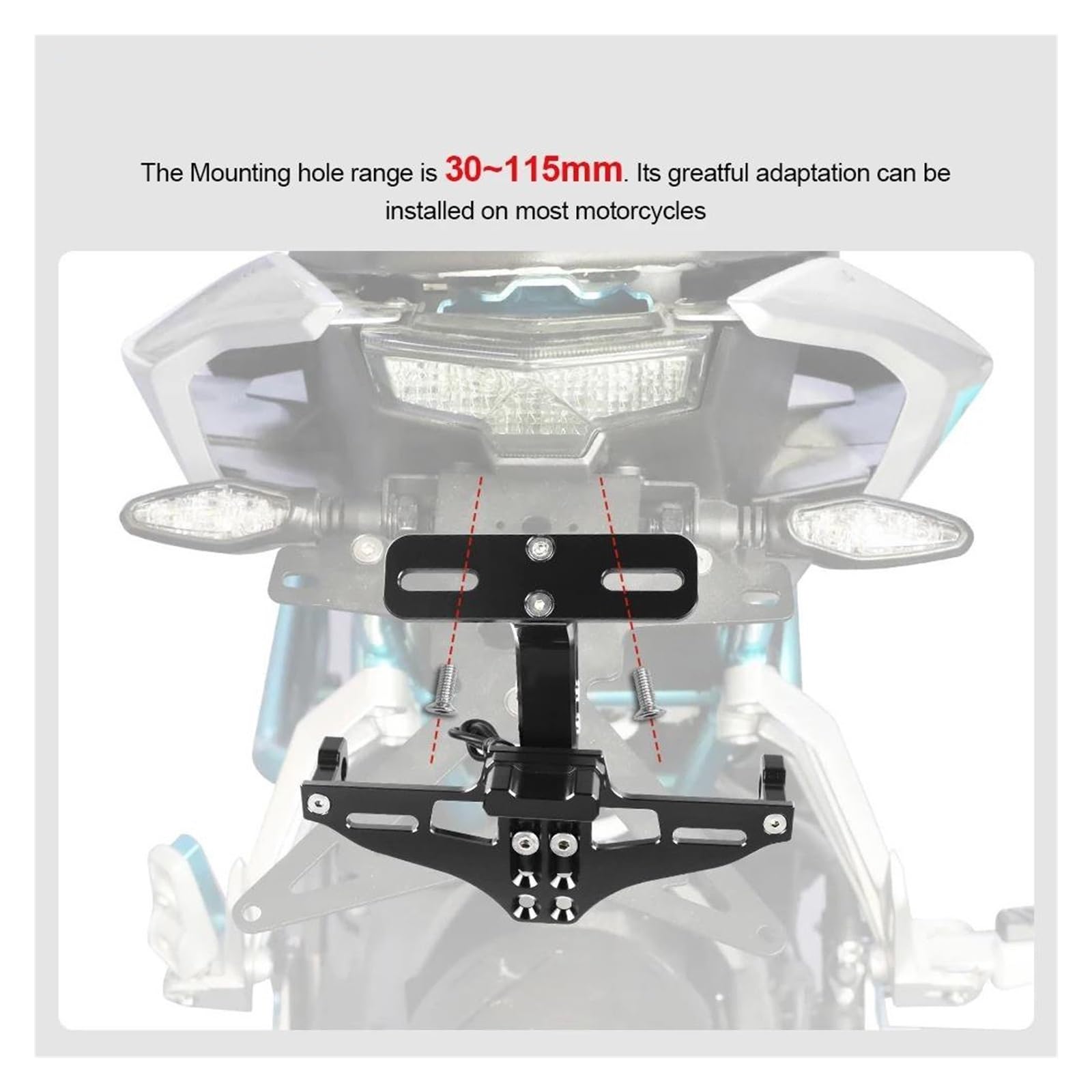 Portaplacas Moto Porta Matrícula para Kawasaki Z650 Z 650 2018-2023 Kit De Soporte para Matrícula Trasera De Motocicleta Eliminador De Guardabarros(Negro)