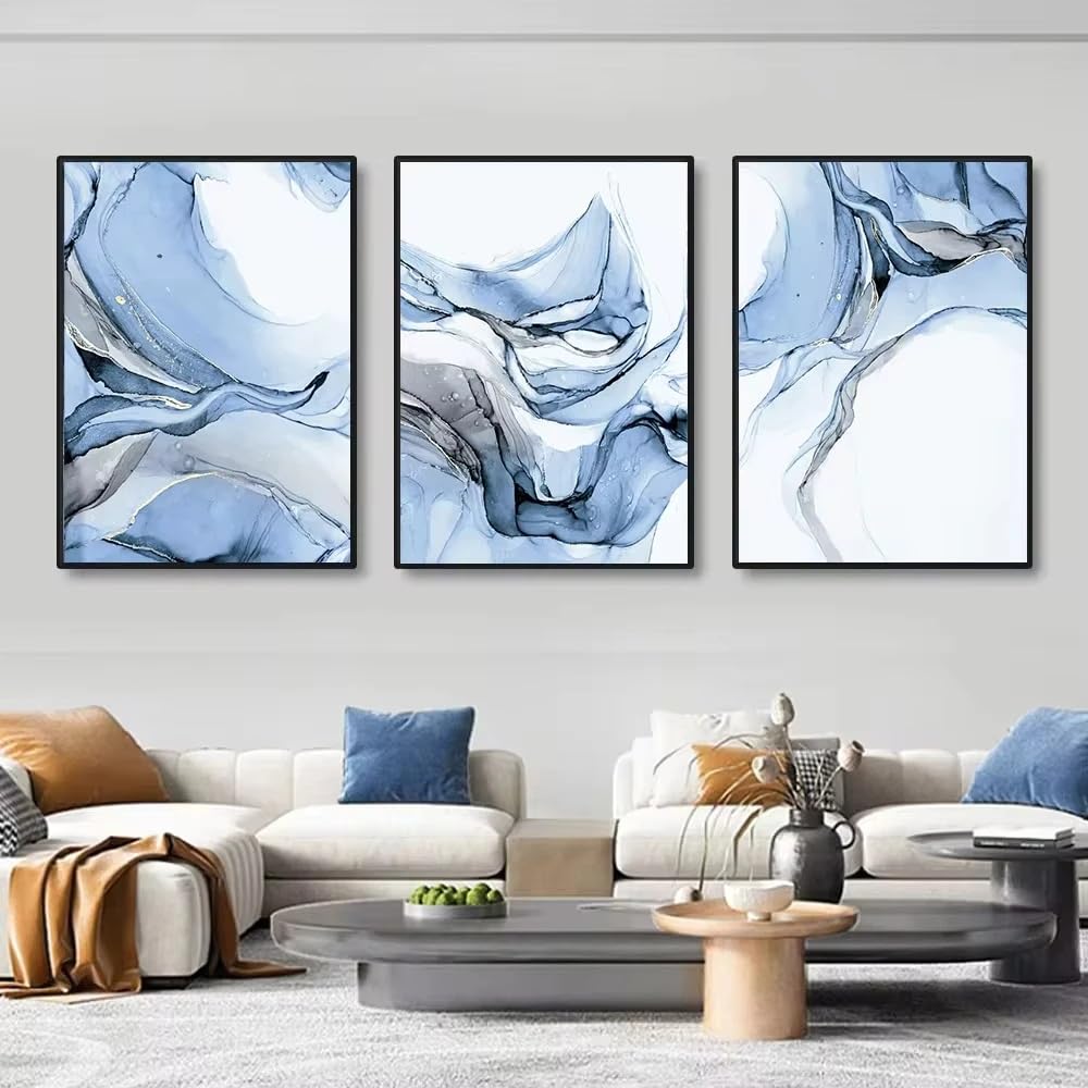WUHBCZ Wall Posters-Black Gold Blue Marble Abstract Canvas Wall Painting Nordic Posters And Prints Modern Wall Art Picture for Living Office Room Bedroom Decor-40 * 60cm/3PCS (No Frame)