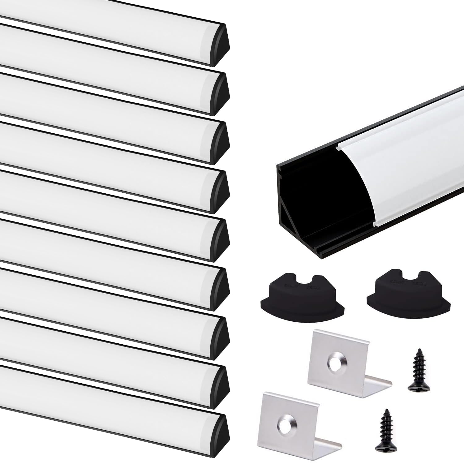 VST 20pack 3.3ft LED Channel, V Shape Led Diffuser Channel, LED Aluminum Channel System with Milky Cover, End Caps and Mounting Clips, Aluminum Profile for LED Strip Light Very Easy Installation — Amazon image 12