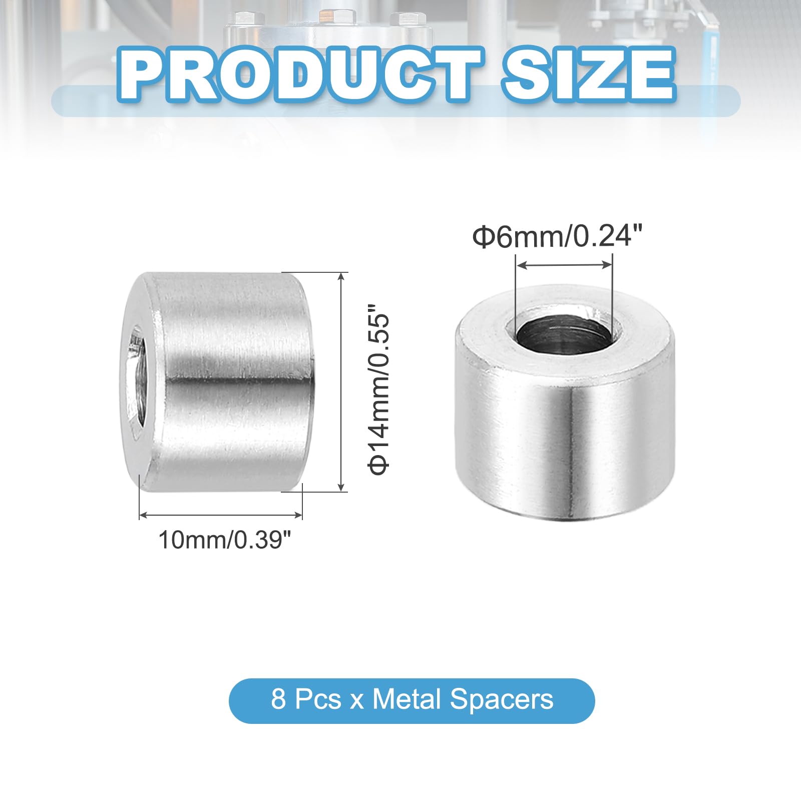 PATIKIL 8 Pcs Stainless Steel Spacers - Image 2