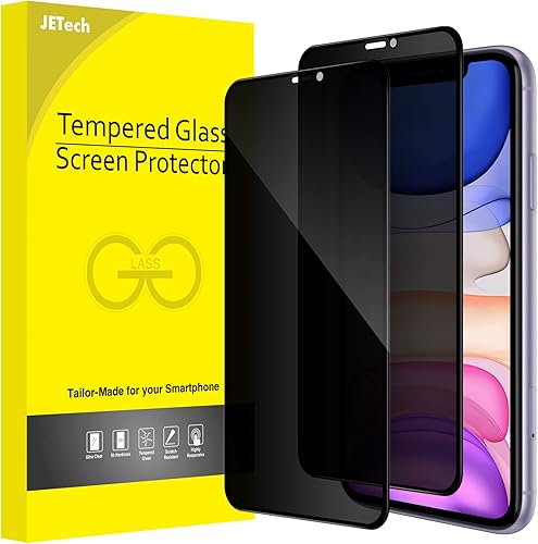 JETech Protector de pantalla de cobertura completa de privacidad para iPhone 11XR de 6.1 pulgadas, película de vidrio templado antiespía, protección