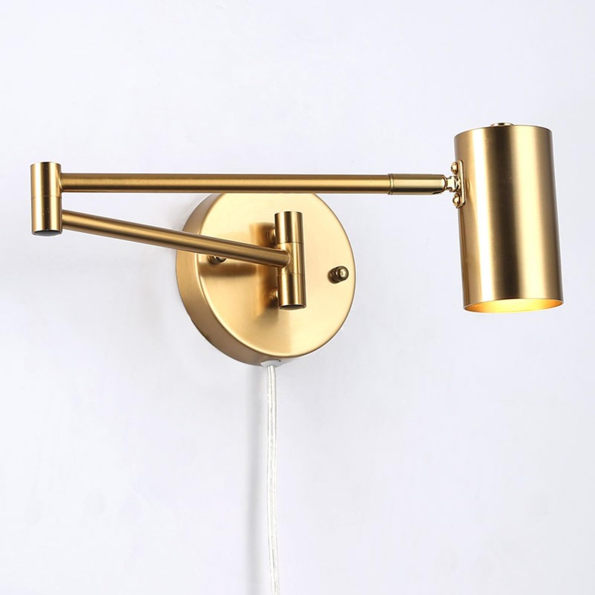 BARCELONA LED aplique de pared con brazo articulado, lámpara de pared dorado cobre estilo vintage industrial, metálico hierro, con cable, enchufe e interruptor, iluminación ajustable