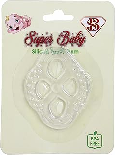 عضاضة أسنان سيليكون خالية من مادة بيسفينول أ من سوبر بيبي، شفاف