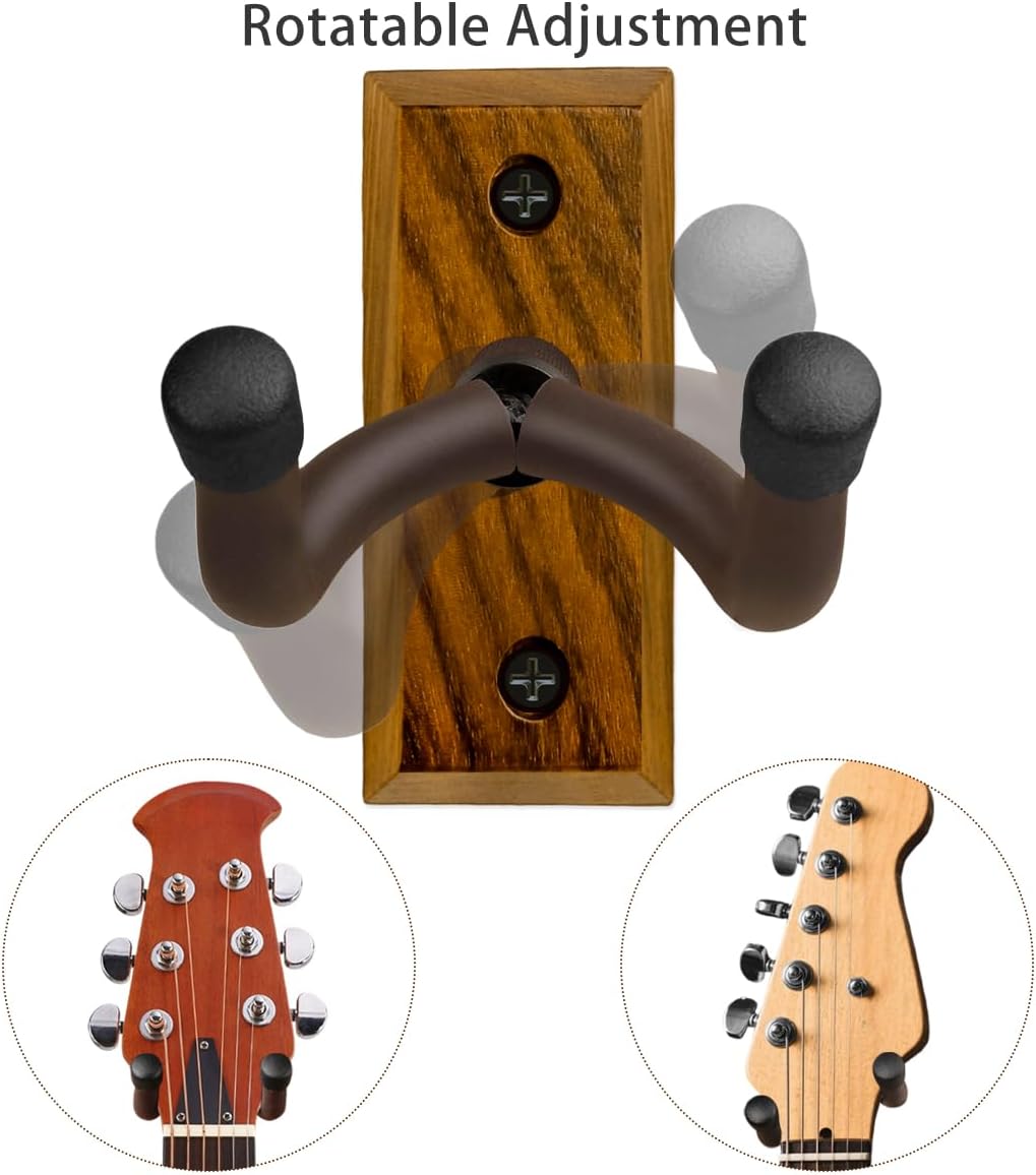 MUSO Guitar Wall Mount, Guitar Hanger, U-Shaped Guitar Wall Hanger Mount, Guitar Holder Hook Wall Mount Guitar Accessories for Acoustic, Electric Guitar, Banjo, Bass, Ukulele，Zebra Wood：2