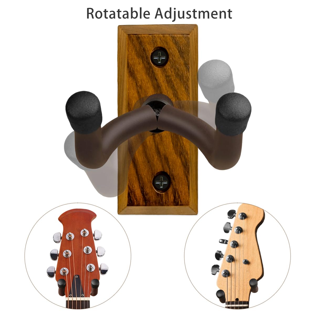 MUSO Colgador de pared para guitarra, colgador de madera natural, gancho de soporte para guitarra, se adapta a guitarra acústica, clásica, bajo eléctrico, violonchelo, violín, banjo, mandolina, cebra