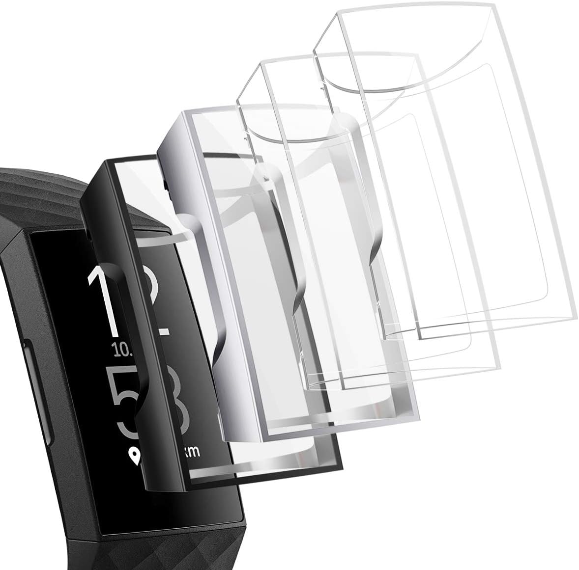 NANW 4-Pack Screen Protector Case Compatible with Fitbit Charge 4 / Charge 3, TPU Rugged Bumper Case Cover All-Around Protective Plated Bumper Shell Accessories for Charge 4 Smartwatch