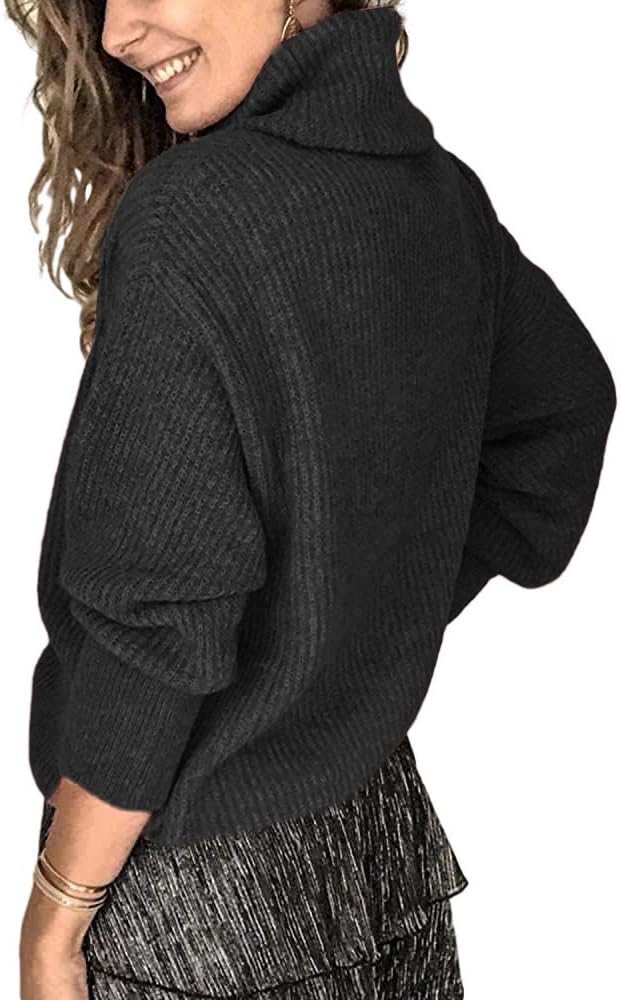 Women's Oversized Turtleneck Chunky Pullover Sweaters Cowl Neck Long Sleeve Winter Slouchy Loose Knit Sweaters - Image 4