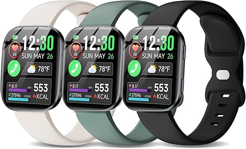 Miniatura 8 de Paquete de 3 correas deportivas de silicona compatibles con GloryFit T80/T70/T60/T50 Smartwatch, correa de repuesto suave e impermeable de