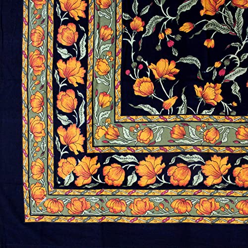 Sweet Us Affluent French Floral Cotton Tablecloth Rectangle And One Gray Napkin, Floral Kitchen Dining Table Cloth, Table Cover For Indoor And Outdoors, Midsummer Night, 60X90 In #TOP3