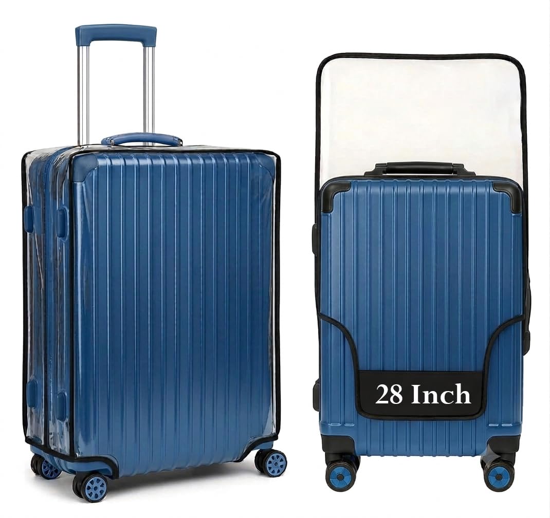 Trolley Bag Cover/Suitcase Bag Cover/Waterproof Dustproof Luggage Cover/Zippered Clear PVC Suitcase Covers Protector (28 Inch)-image-29