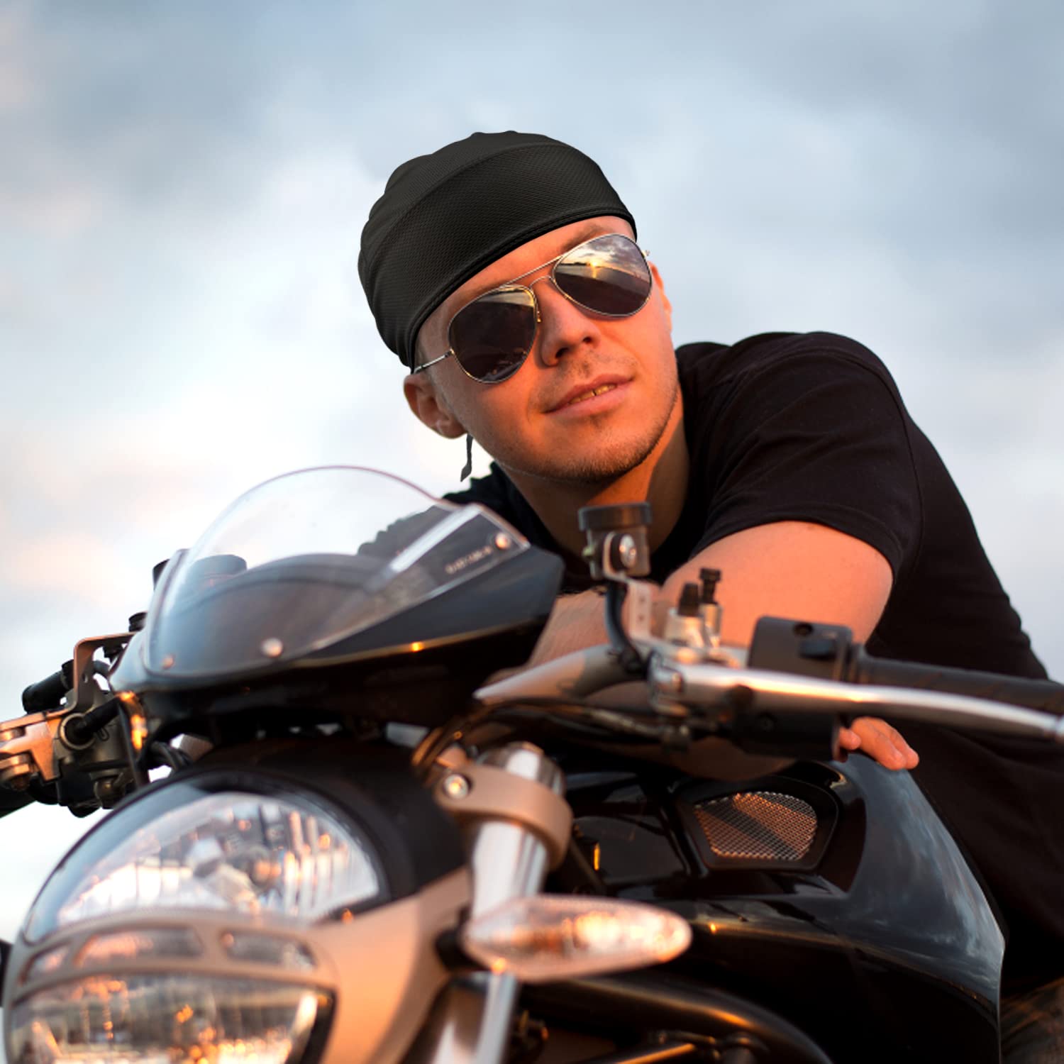 Chusta piracka bandana Cap Durag nakrycie głowy motocykl chusta na głowę pod kask rowerowy chusta piracka lato, czarny, 50-65