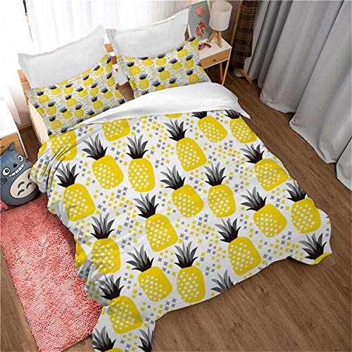 QIHANGYA Sets de Housse de Couettes Ananas 230 x 260 cm Simplicité Moderne Bedding Parure Cover
