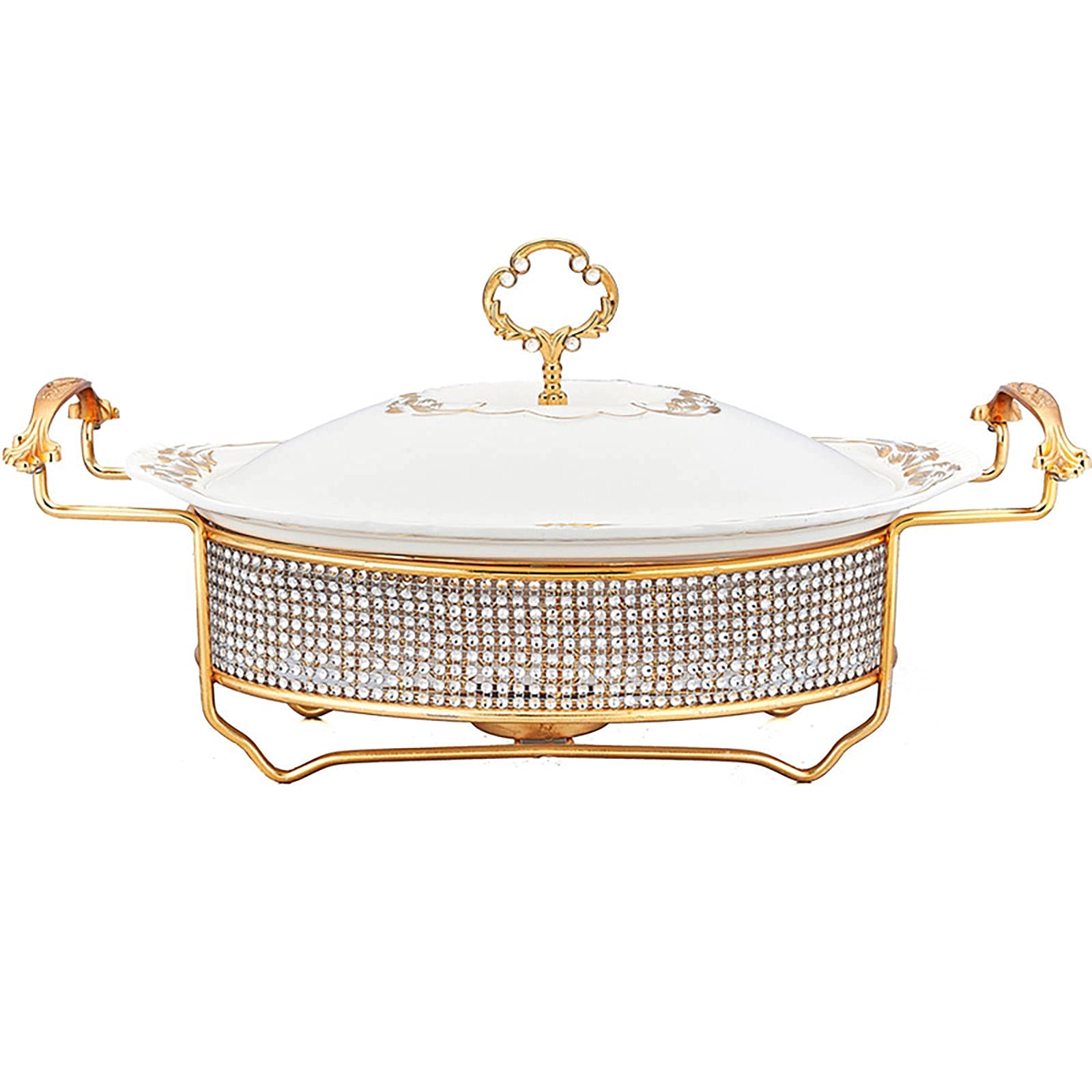 Set da Buffet per Scaldavivande da Chef, Scaldavivande in Ceramica con Decorazione A Diamante, Set di Scaldavivande E Scaldavivande per Buffet, per Catering A Buffet, Feste in Cucina, A, B