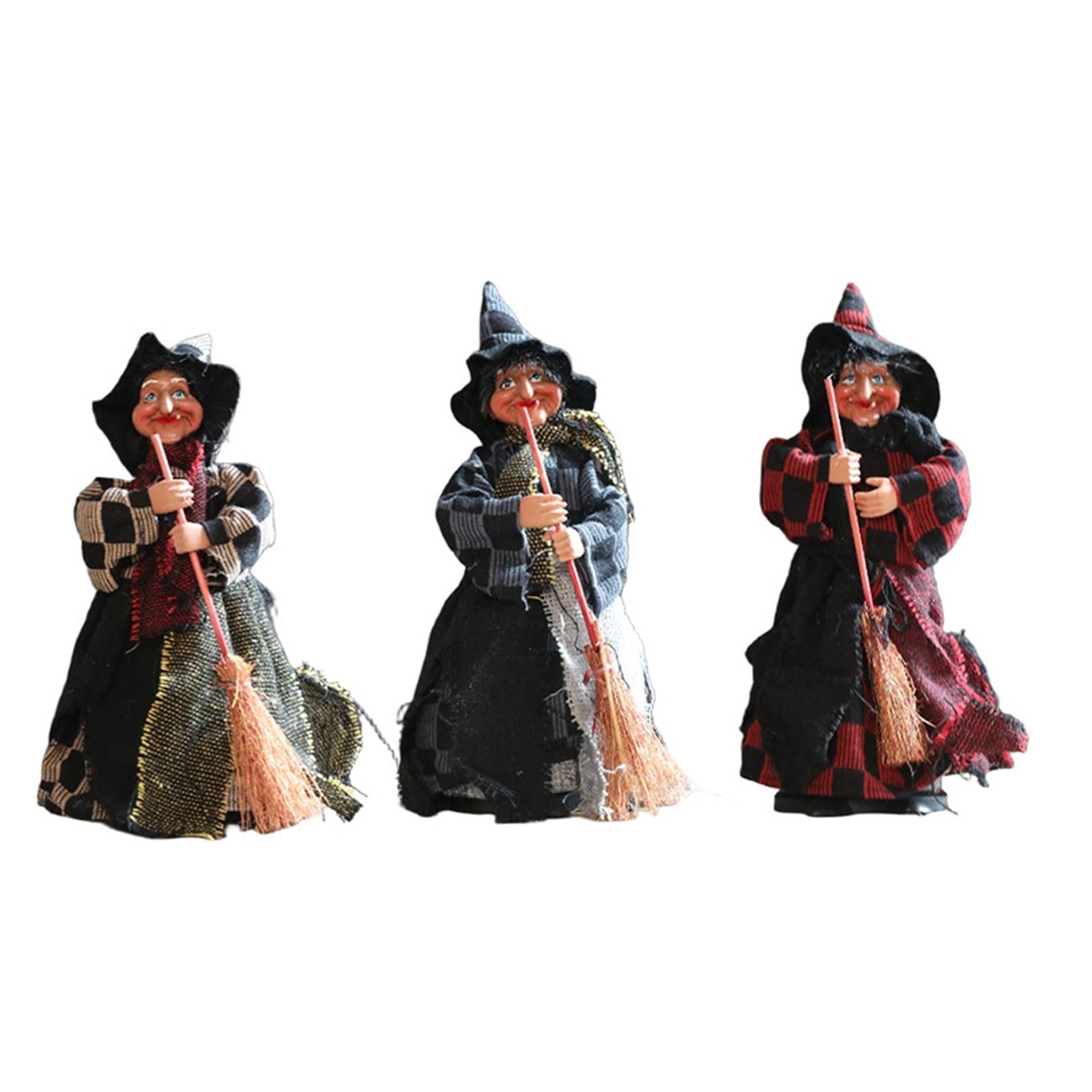 Tsophreniq 3Pcs Cloth Witch Decor with, Holiday Wizard Figurines for Indoor Outdoor Tabletop Display Witch Figurine