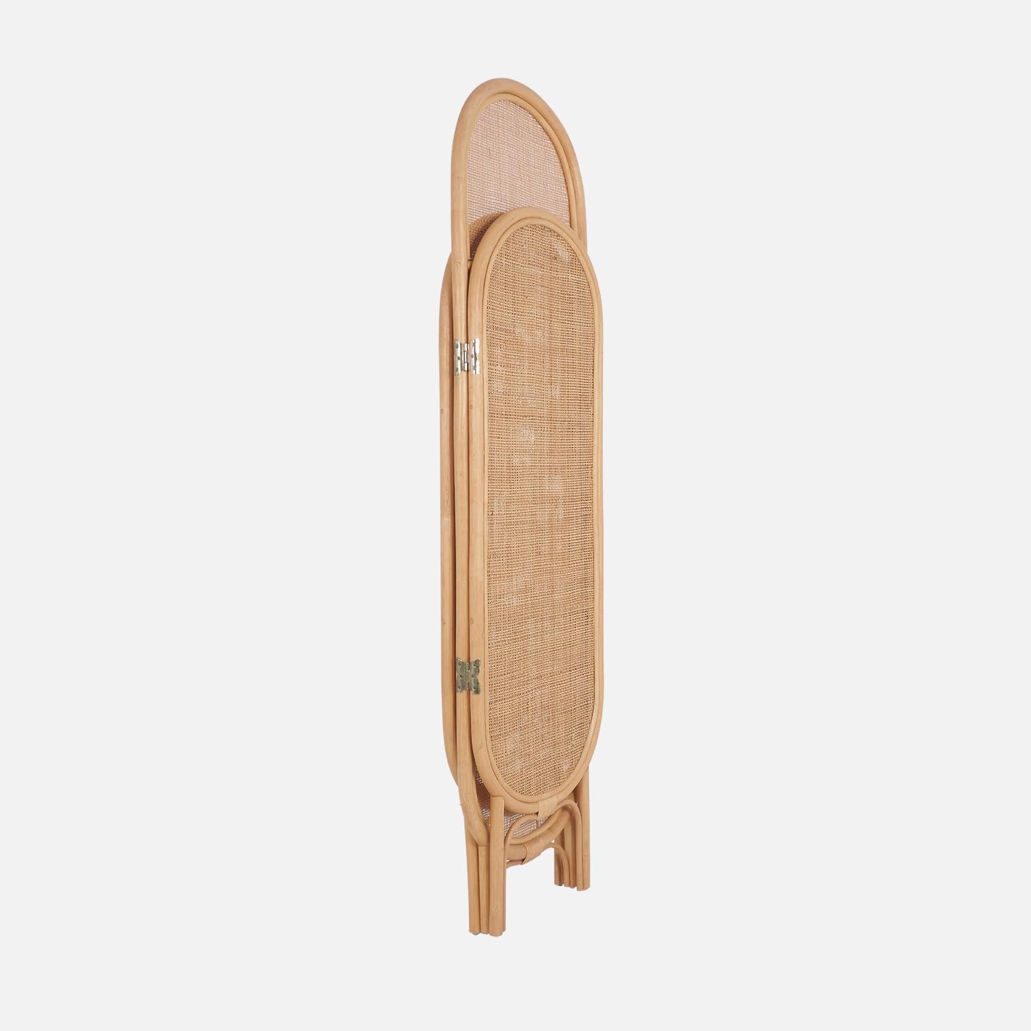 sweeek Paravento Pieghevole da Interno in Rattan, Kaolin, Marrone Naturale, 126.5x3x160 cm