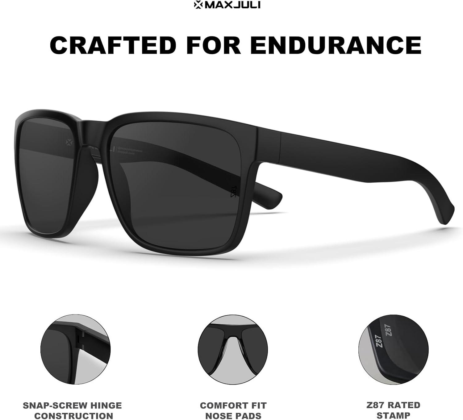 MAXJULI XL Z87 Sunglasses for Big Wide Heads Men TR90 Ultralight UV400 Protection Sun Glasses Z8244 - Image 4