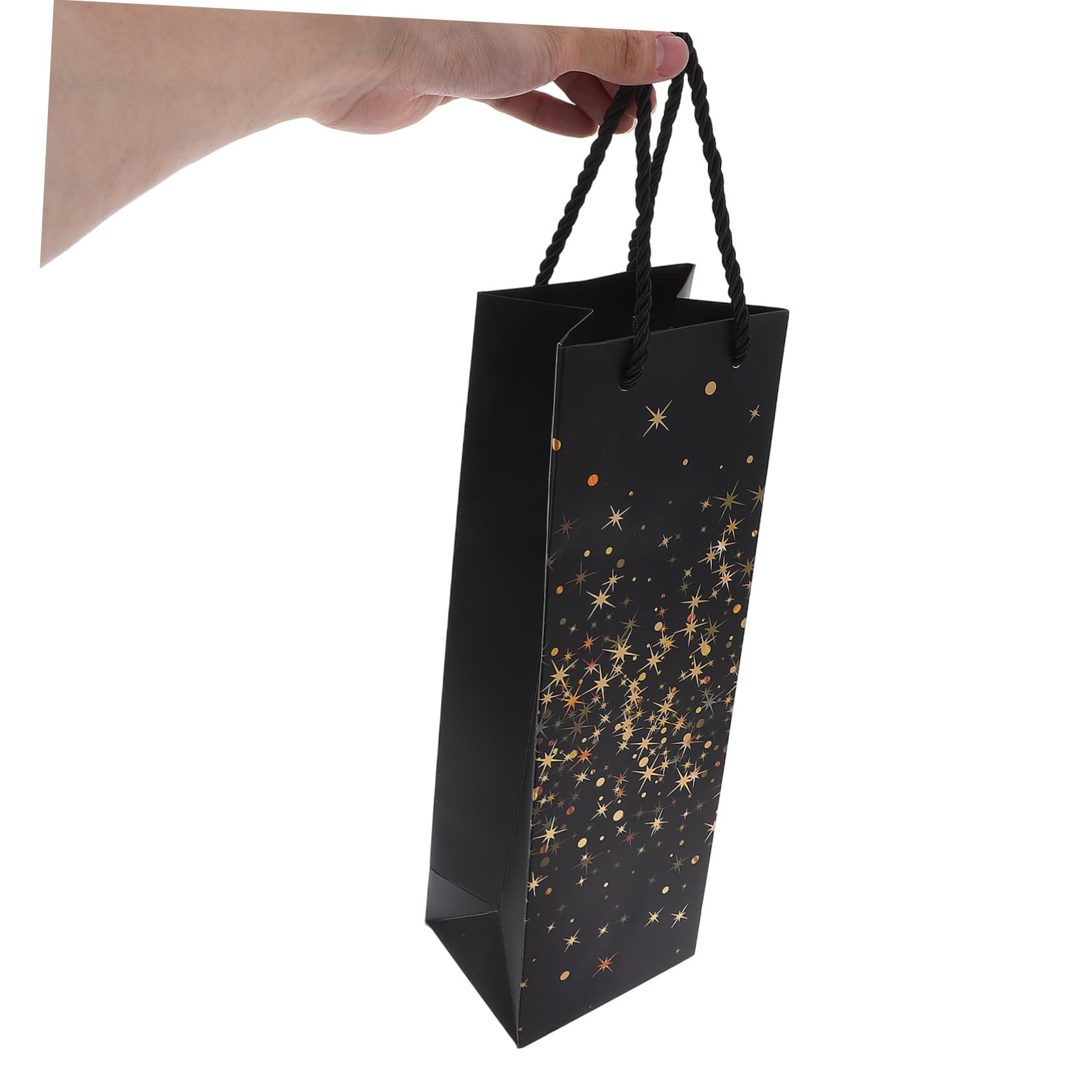 VERDANVERSE 10 Stück Schwarze Papier Weinflaschentaschen Geschenkbeutel für Geburtstag und Besondere Anlässe Elegant Wiederverwendbar und Leicht zu Tragen