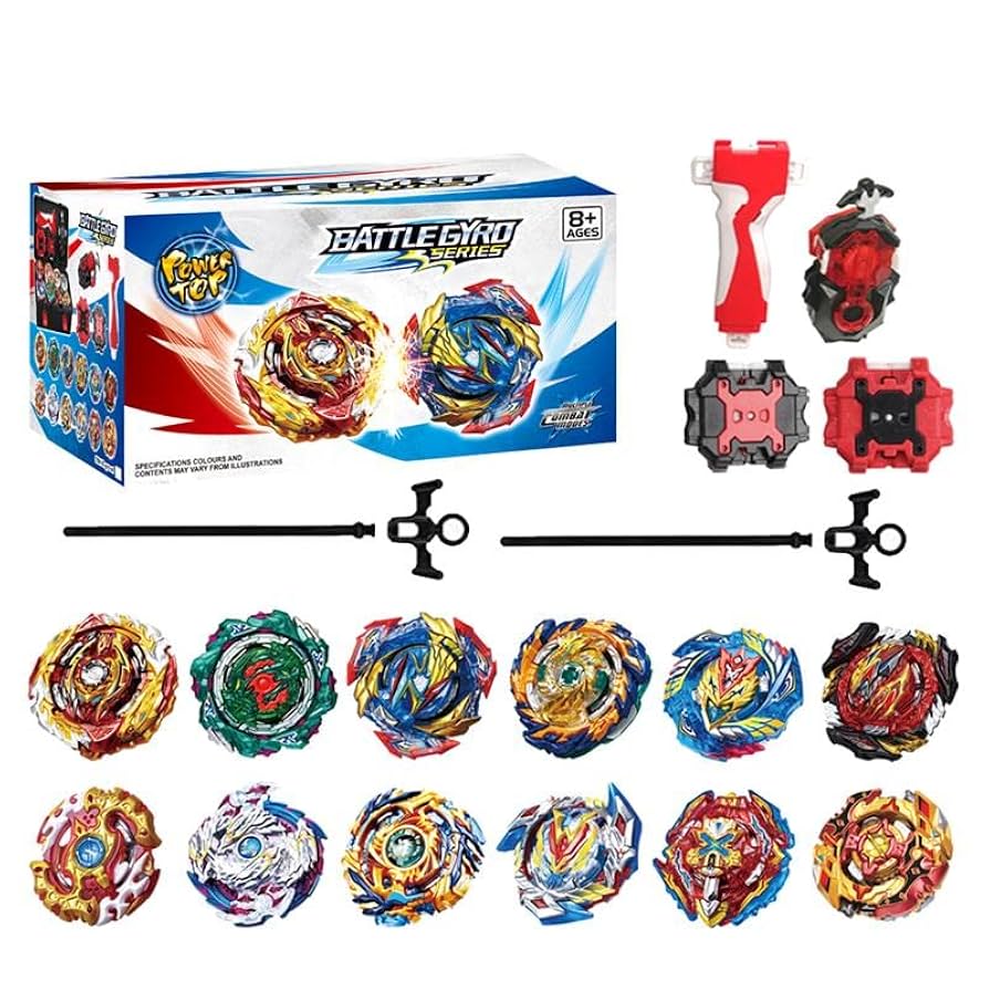 thumbnail image 2 of TUKIIE Battling Top Gyro Toy Set, 12 Spinning Tops With 3 Launchers Storage Box, Metal Fusion Battling Tops Set Game Xmas Birthday Present For Kids Boys Girls Ages 6 2 of 13