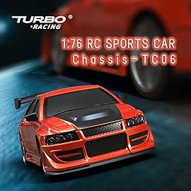 FLYCOLOR TurboRC 1:76 Mini Sports Car 4CH 2.4GHZ Remote Control Full Proportional RTR Kit with 2 Replaceable Body Shell(C76-Red)
