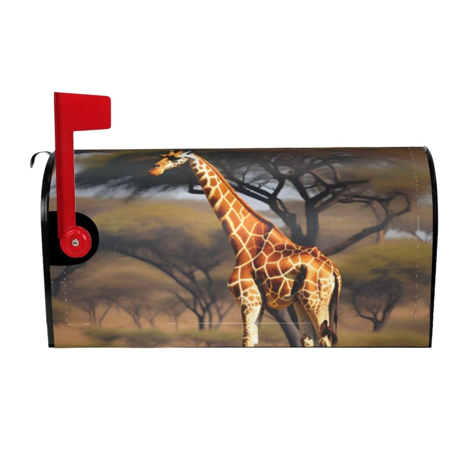 Africa Giraffe Majestic Tree Print Mailbox Covers Magnetic Mailbox Post protective cover for Garden Yard Outdoor Decor