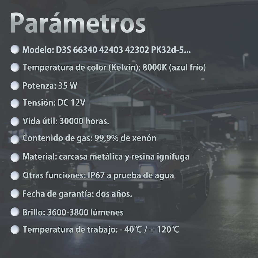 Bombillas Xenon D3S HID 8000K 12V 35W Faros Delanteros de Coche para Brillante Blanco Luz Lámpara Kit de Repuesto(2 Piezas)