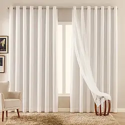 Cortina Em Tecido Blackout com Voil 2,80m x 1,70m - Branco/Gelo Decoração para Sala e Quarto