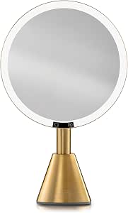 Ilios Lighting 5X Deluxe Mirror – 9" Lighted Makeup Mirror with 5X Magnification, Rechargeable LED Vanity Mirror, Adjustable Lighting (3200K–6500K), 1000 Lux Brightness, Stepless Dimming (Gold)