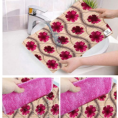 Image of Combo Set of 1 Pc Fridge Top Cover With 6 Utility Pockets and 4 Pc Fridge Mats (Golden, Set of 5)