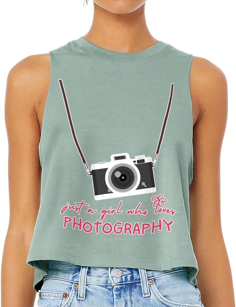 Just a Girl Who Loves Photography Racerback Cropped Tank - Unique Women's Tank - Art Tank Top