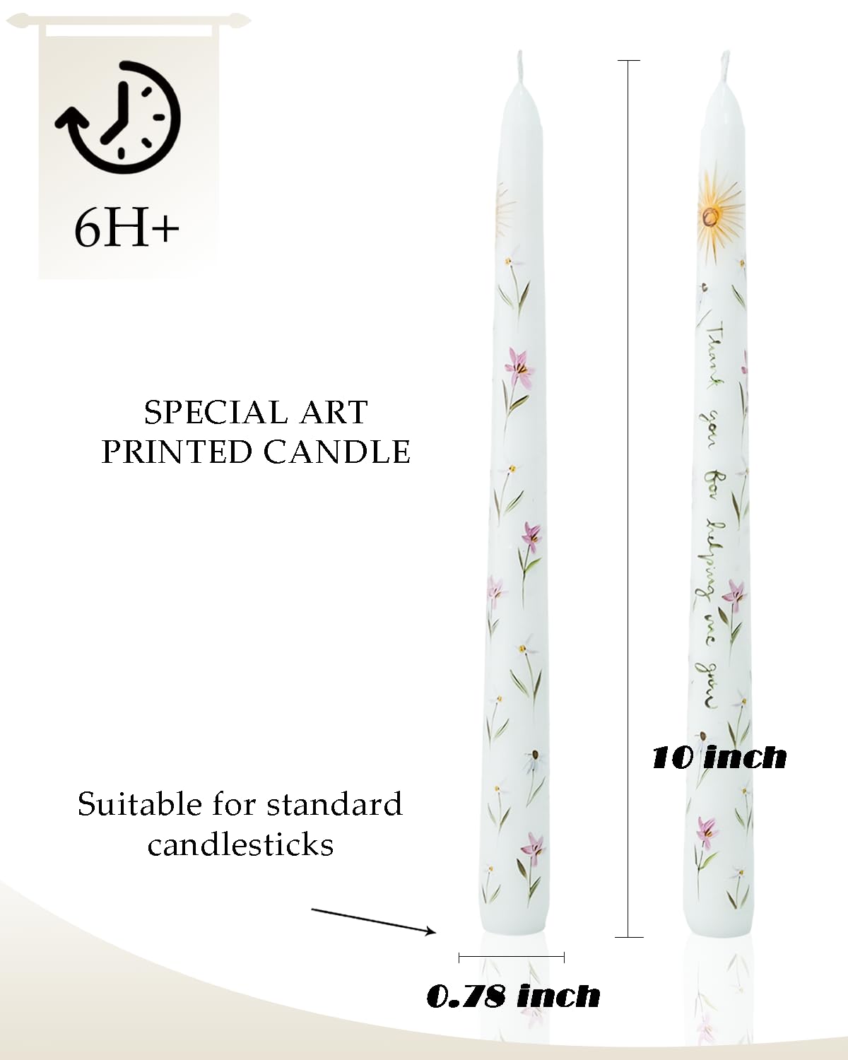 White Taper Candle 10 Inch Candlesticks,Thank You Gifts for Women,Unscented Dripless Tapered Candle Set for Decor Wedding Party,4 Pack