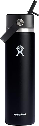 Miniatura 1 de Hydro Flask Stainless Steel Wide Mouth Water Bottle with Flex Straw Lid and Double-Wall Vacuum Insulation