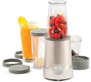 bella Personal Size Rocket Blender, Perfect for Smoothies, Shakes and Healthy Drinks, Easy to Grind, 240 Watt, Steel