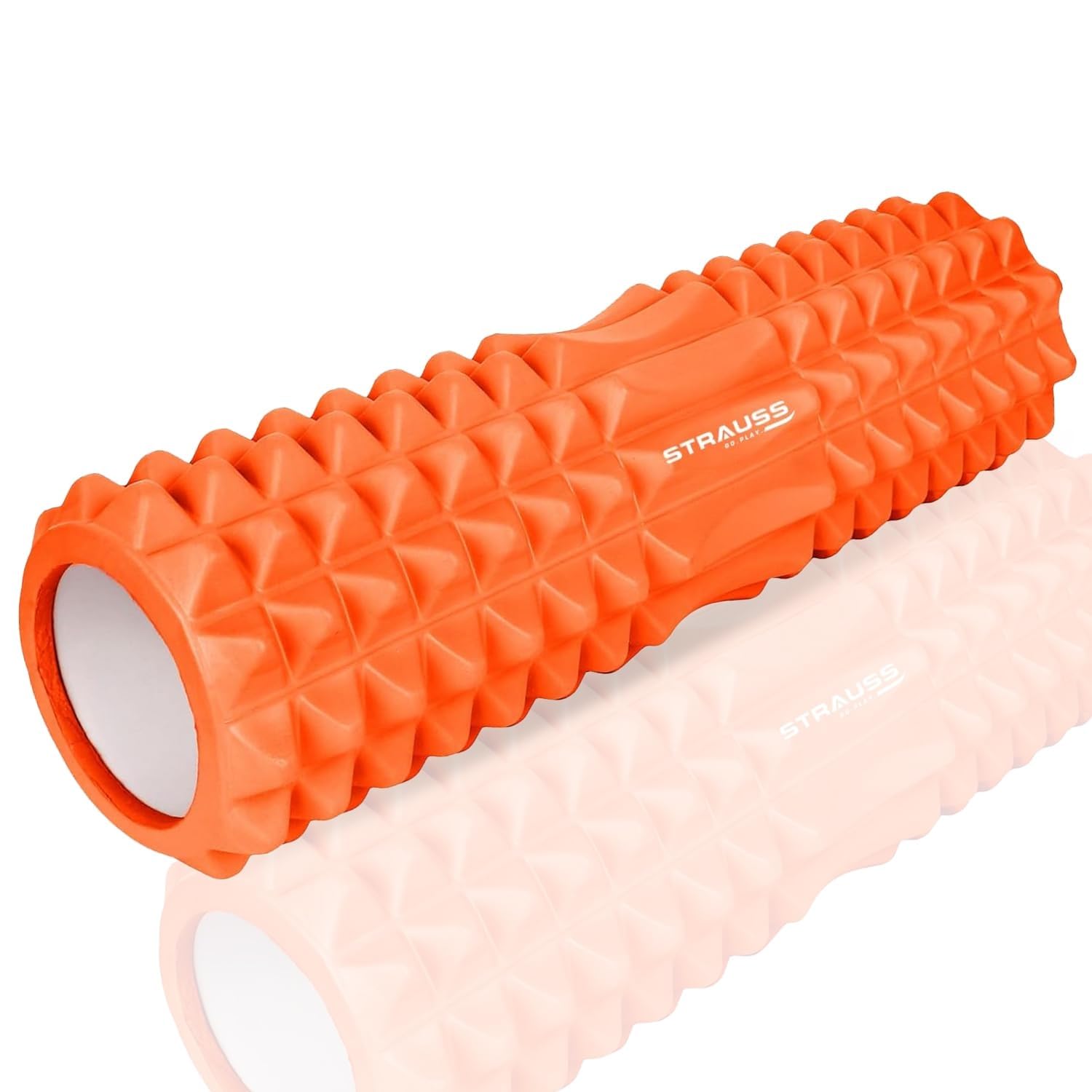Strauss Grid Foam Roller | Eco-Friendly Spikes Foam Roller | Premium Eva Foam | Light Weight & Travel-Friendly Foam Roller for Relieve Muscle Tightness, Soreness & Inflammation,45 CM (Orange)
