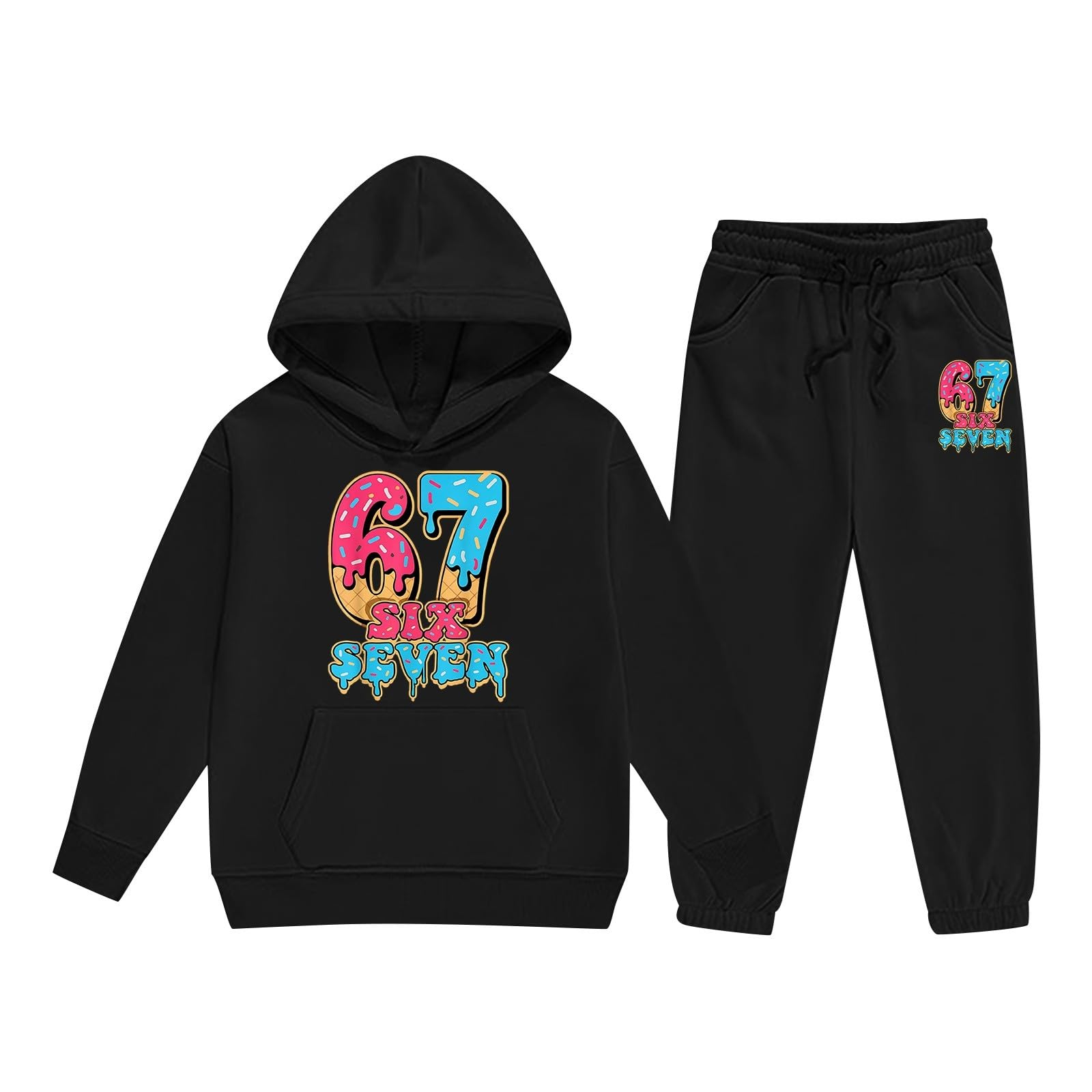 Six Seven - Traje deportivo para niños, unisex, 2 piezas, para el tiempo libre, con capucha y pantalones de chándal