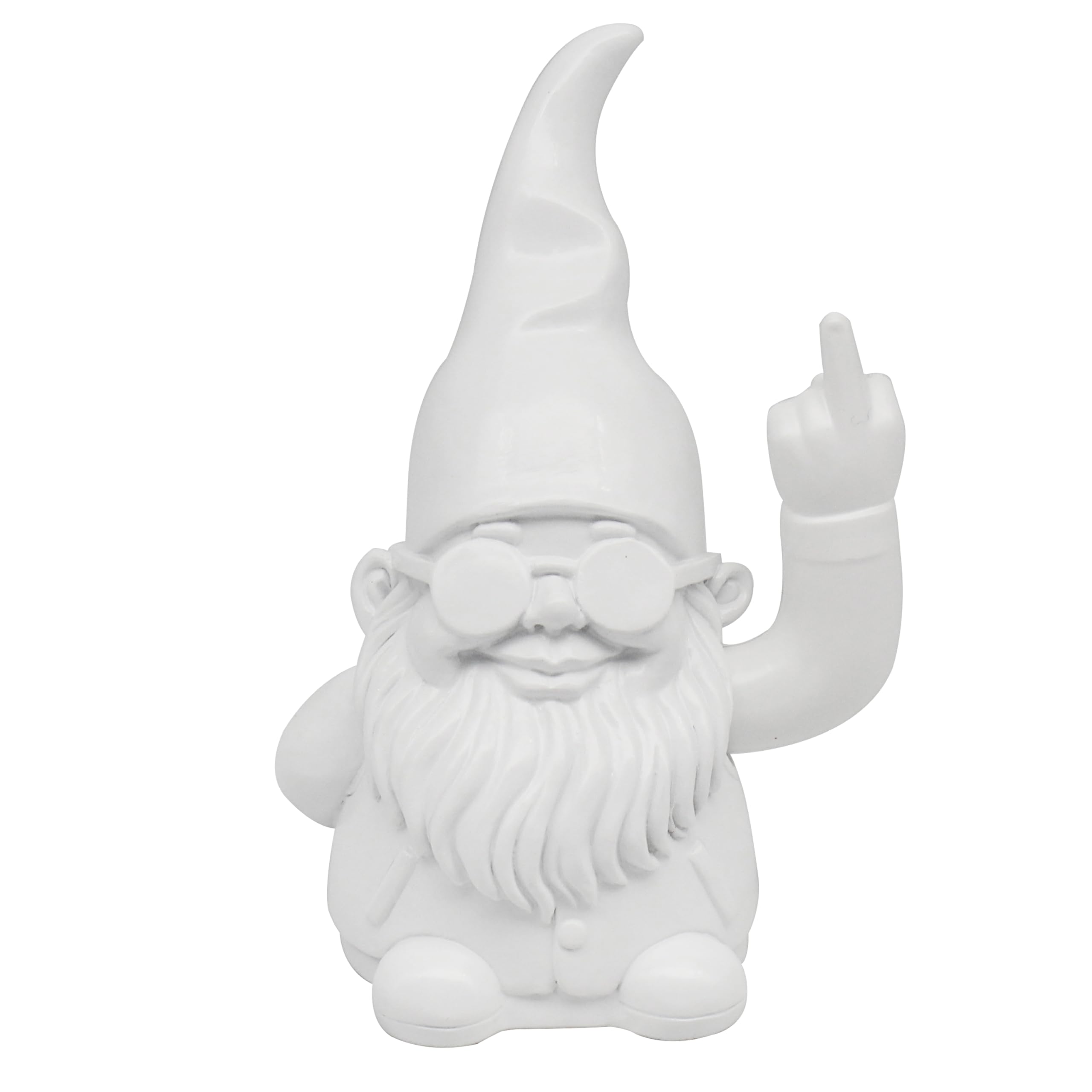 Lesser & Pavey Gnomes Home Decor Figurines & Ornaments For Home & Office | Decorative Home Accessories Statues For Indoor & Outdoor | Lovely Gifts for Women & Men Waving Middle Finger White โ image 1
