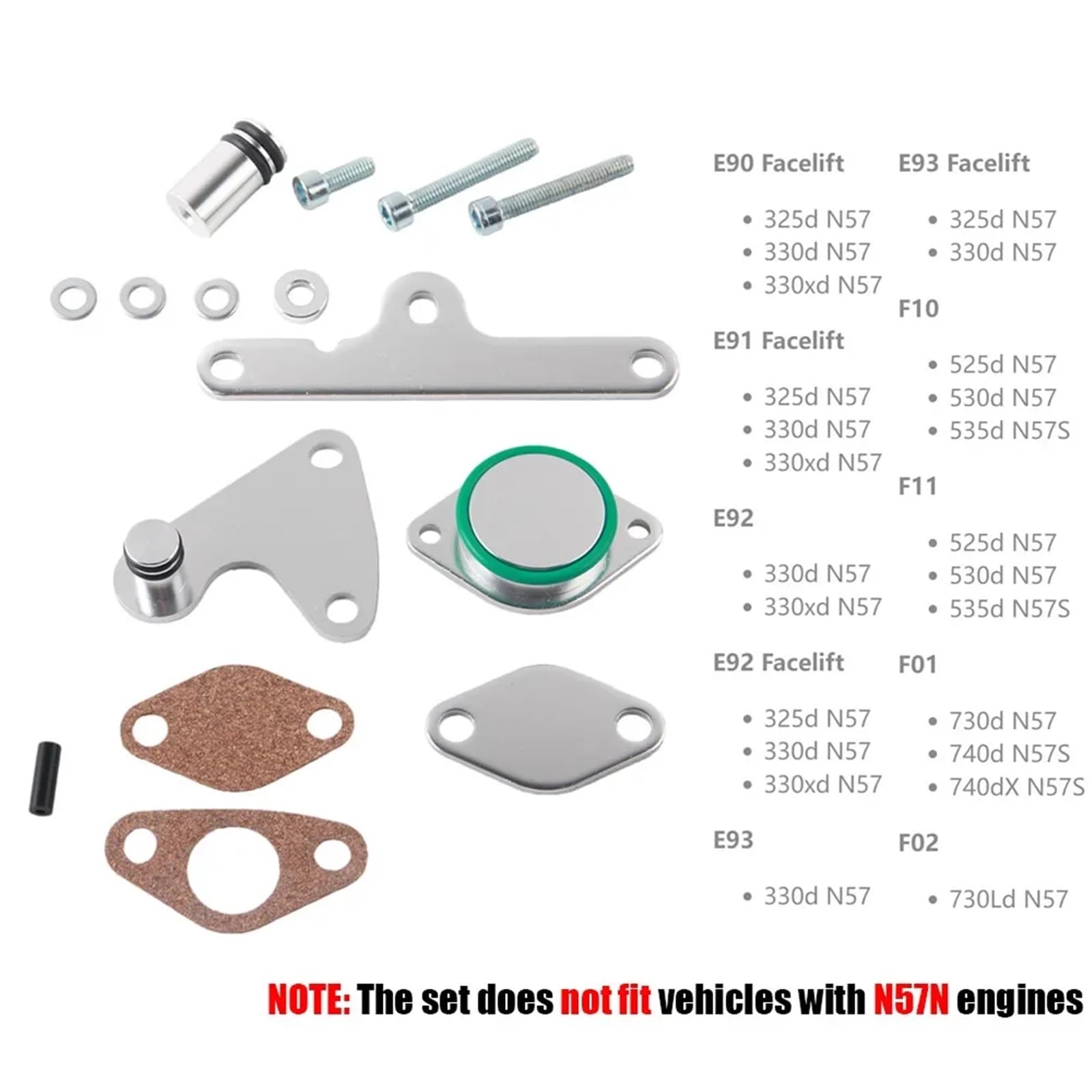 Kits de juntas de aluminio para válvulas compatibles con motores diésel 525d, 530d N57 y N57S. Juego de juntas