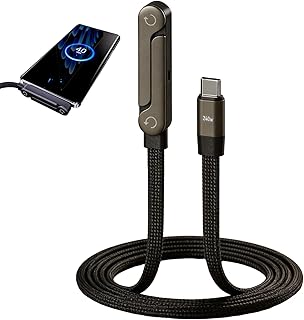 Cabo de carregamento com suporte invisível 2 em 1 | cabo de carregamento horizontal | carregamento rápido de 65 W/240 W,...