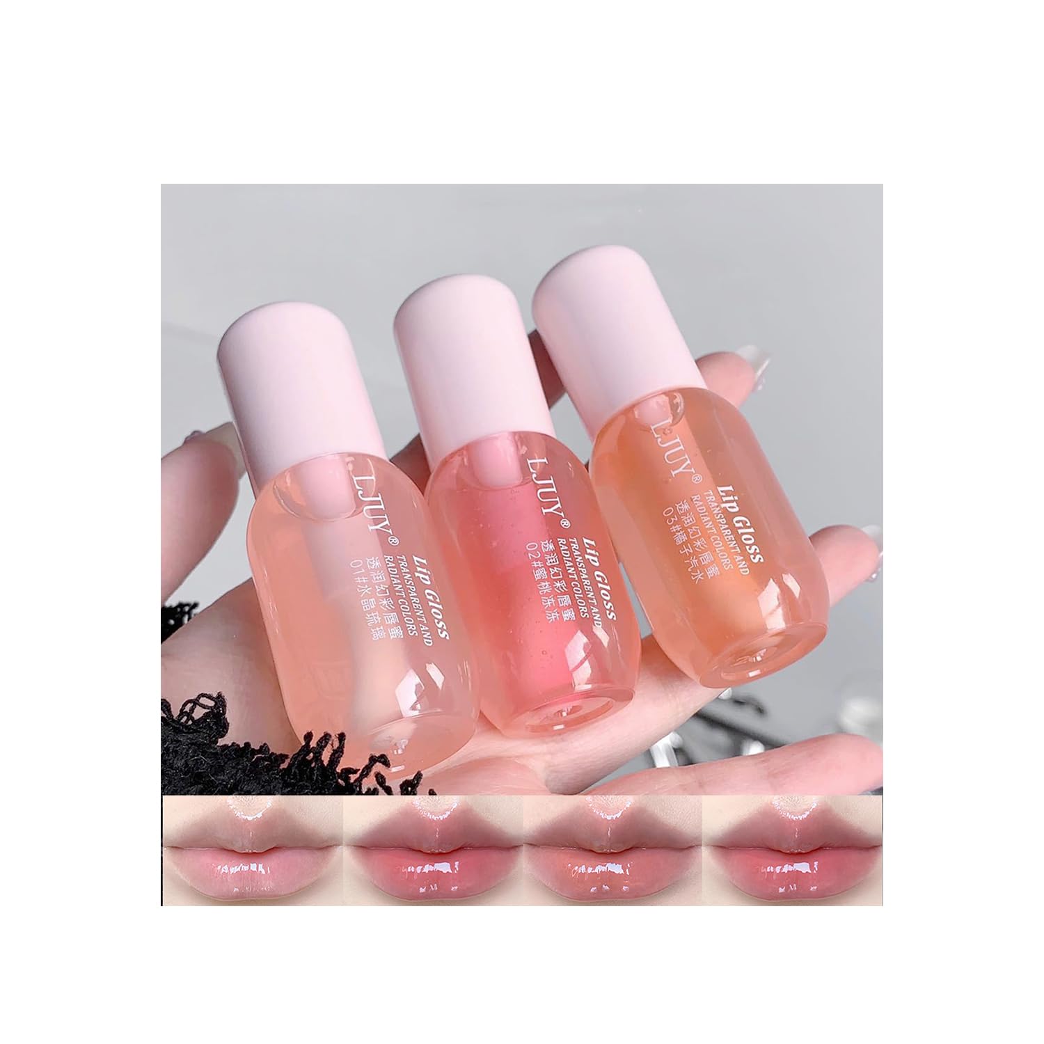 Hydrating Clear Fruity Lip Gloss Oil Set for Women Girls, 3Pcs RED 1 Fl Oz (Pack of 3)