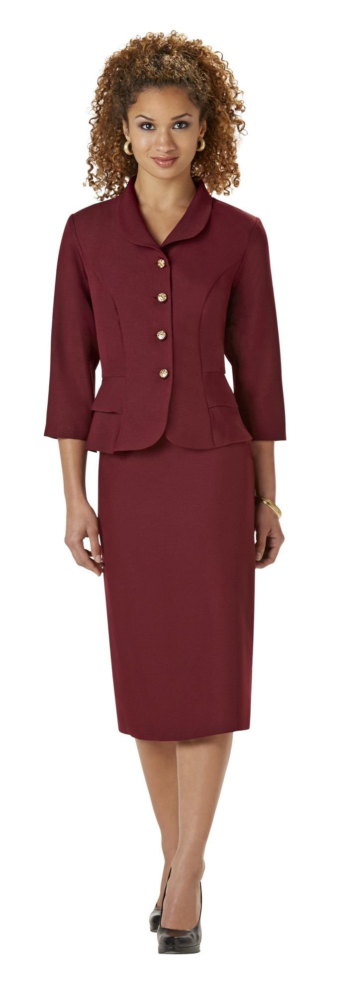 Westside Misses Womens 2 Piece Ruffle Side Skirt Suit Set (14)