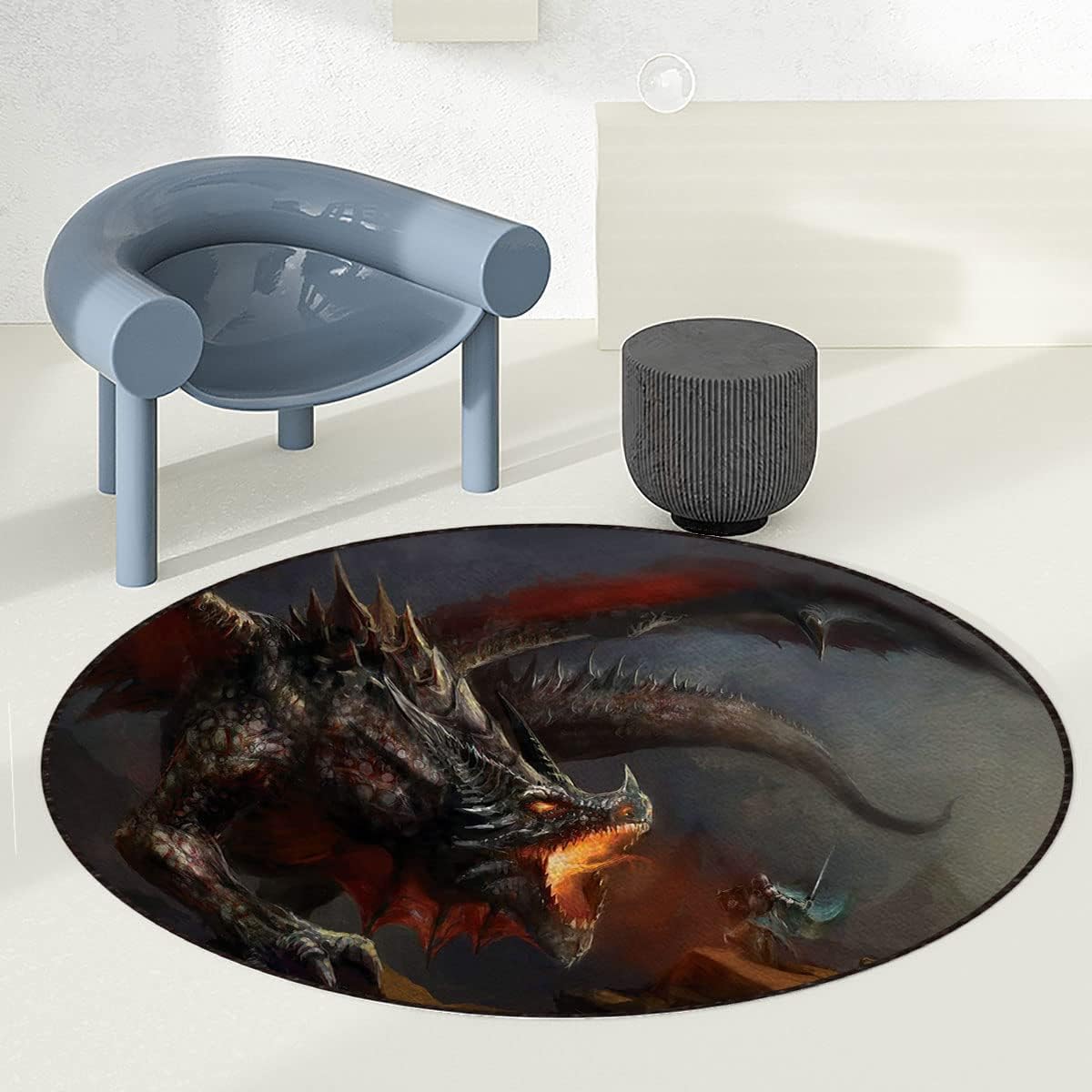 Dimgrey Charcoal Grey Orange Round Office Chair Mats Home Rolling Gaming Chair Mat Fantasy Scene Art Antique Gaming Chair Mat Under Computer Desk Medieval Diameter 36 in