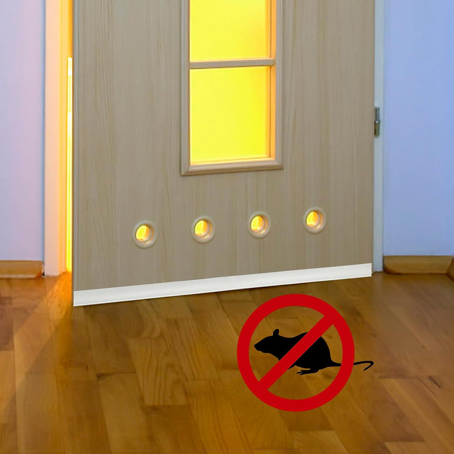 Cabilock Creative Door Bottom Soundproofing Strip Multifunctional Windproof Draft Stopper for Bedroom Convenient Under Door Seal Easy Installation Machine Washable Small White Wavy Design