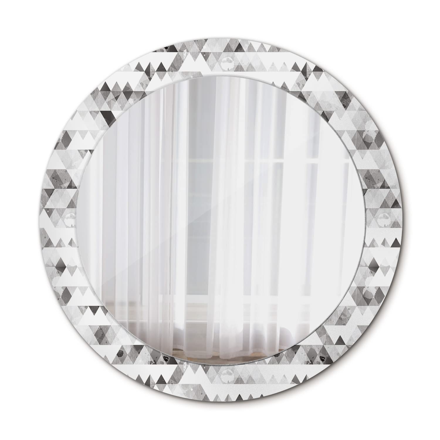 Miroir mural rond Ø70 cm pour maquillage femme avec motif triangle arc-en-ciel