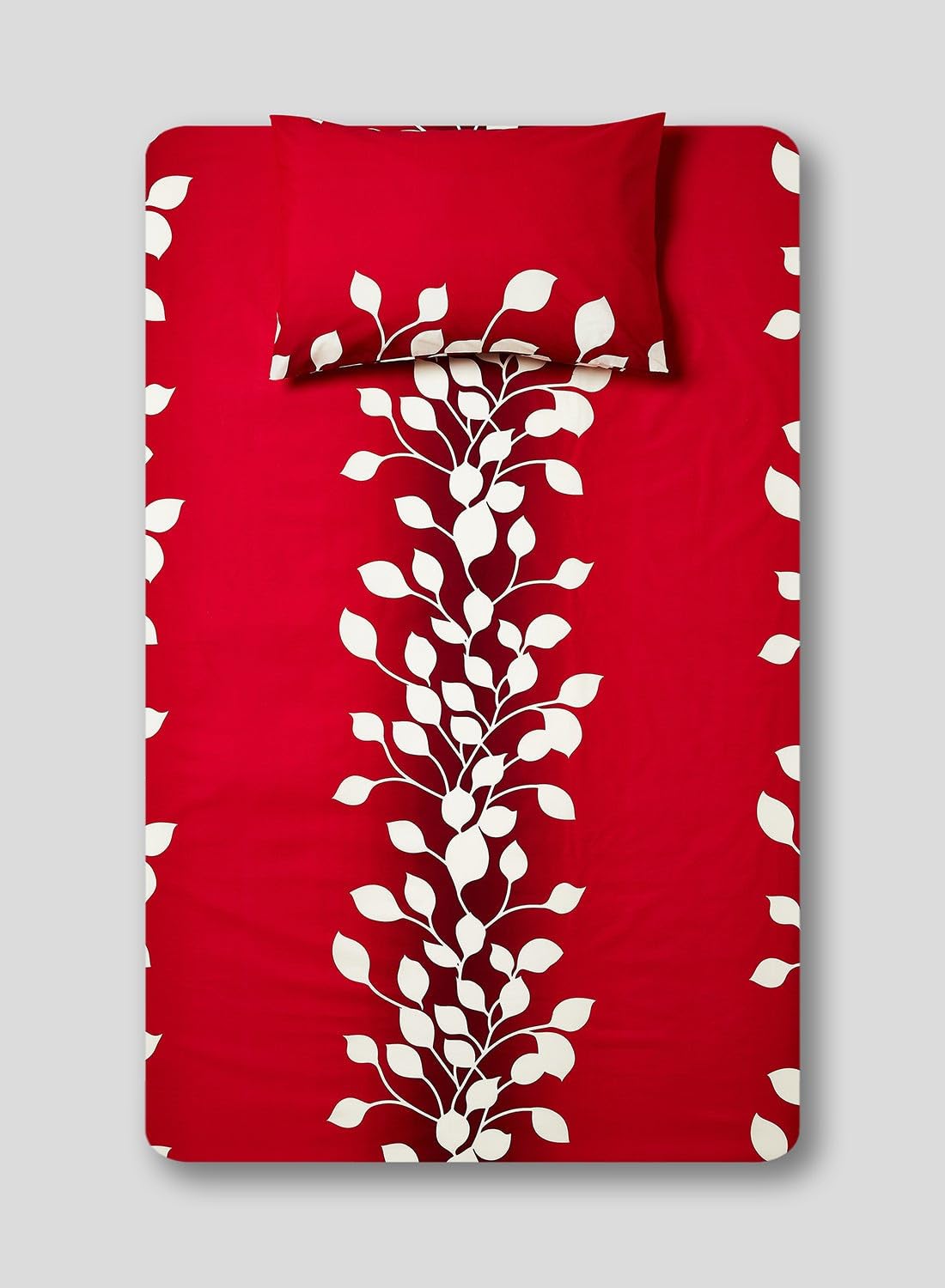 RISHAHOME 2-Piece Printed 180 TC Cotton Fitted Bedsheet Set Twin Size, Premium Collection (1 Bedsheet + 2 Pillow Cases) Cerise Red|Bedding & Linen