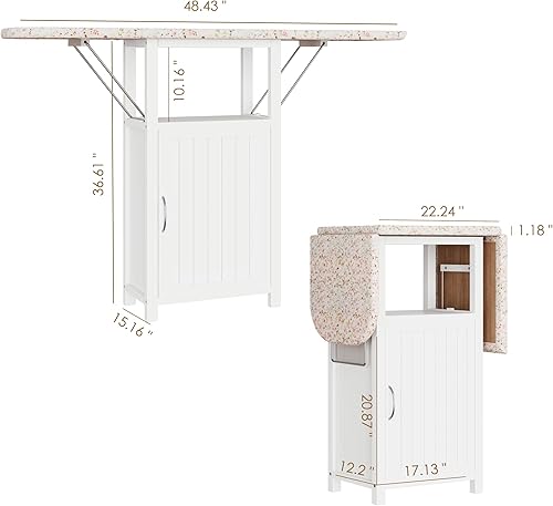 Miniatura 2 de Tabla de planchar con gabinete de almacenamiento, tabla de planchar plegable con almacenamiento adicional, estación de planchado plegable de madera