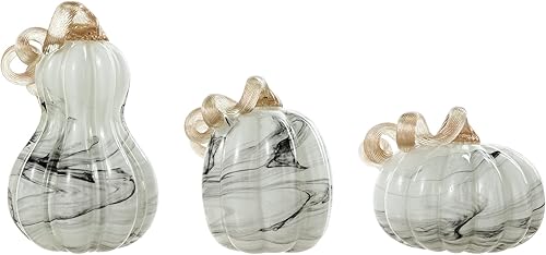 Miniatura 6 de Glitzhome Paquete de 3 mini calabazas de cristal, hechas a mano con forma de calabaza de cristal, adorno para el hogar, escultura coleccionable para