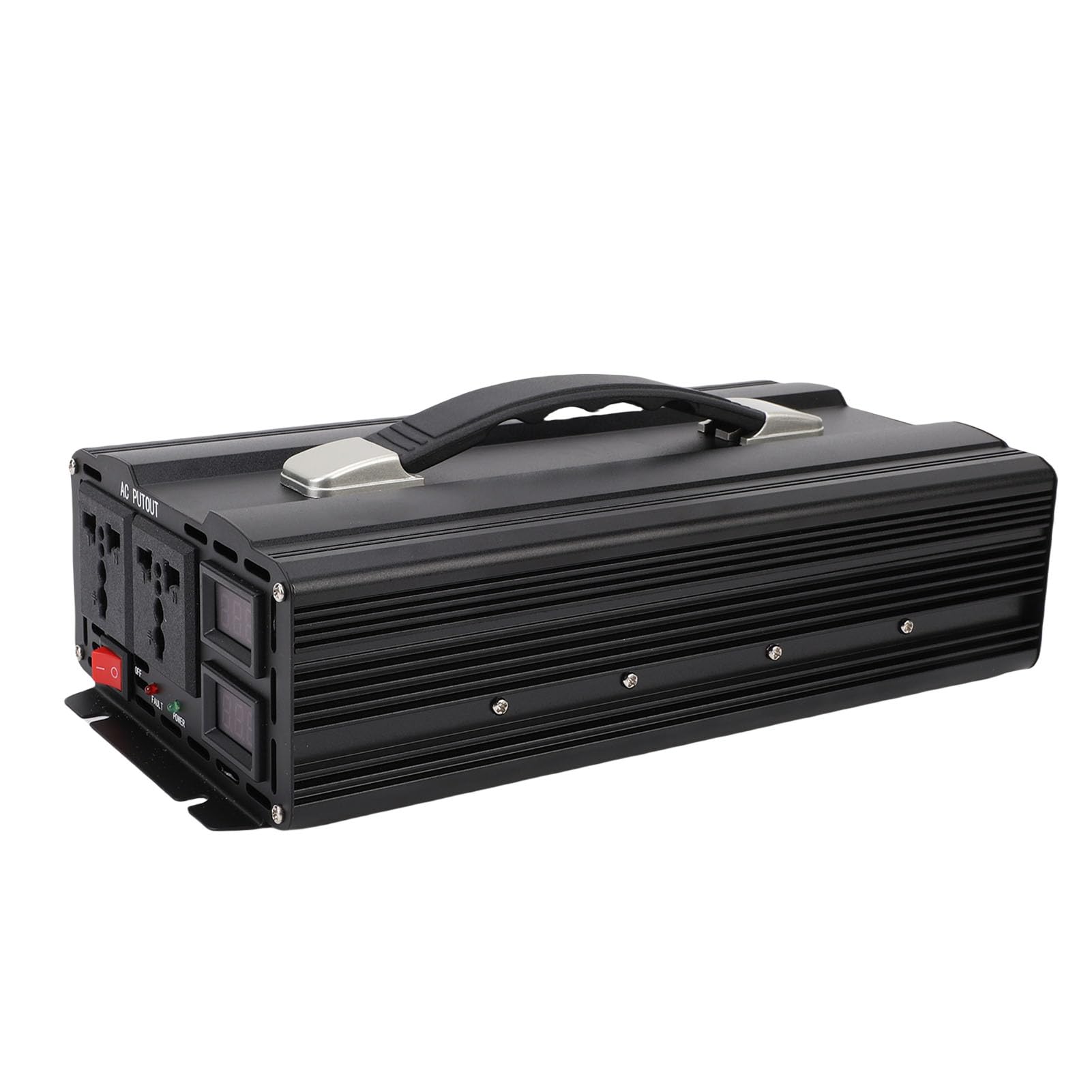 lyrlody Falownik o Mocy 1600 W, Zmodyfikowany Falownik Sinusoidalny 12 V DC na 220 V AC, Wyświetlacz LED, 2 Gniazda AC, Moc Szczytowa 4500 W, Stop Aluminium do Samochodu Zapasowego W Domu na Kempingu