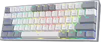 Teclado para jogos Redragon K617 Fizz 60% RGB com fio, teclado mecânico compacto de 61 teclas com teclas brancas e cinzas, switch vermelho linear, suporte para driver/software profissional