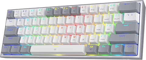 Redragon K617-RGB 16,8 Milyon RGB Aydınlatma, Red Switch Fizz%60 Q Türkçe Kablolu Mekanik Oyuncu Klavyesi Beyaz Gri
