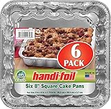 Handi-Foil 22308-16 Square Cake Pans, 1.38' Height, 8' Width, 8' Length, 6 Count