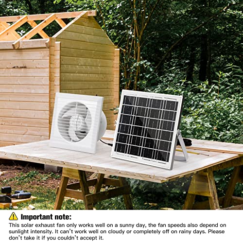 Blessny Solar Powered Exhuast Fan, 10W Solar Panel + 6 Inch High Speed Exhuast Vent Fan 195 M³/H For Outside Greenhouse, Chicken Coop, Shed, Pet House, Attic #TOP5